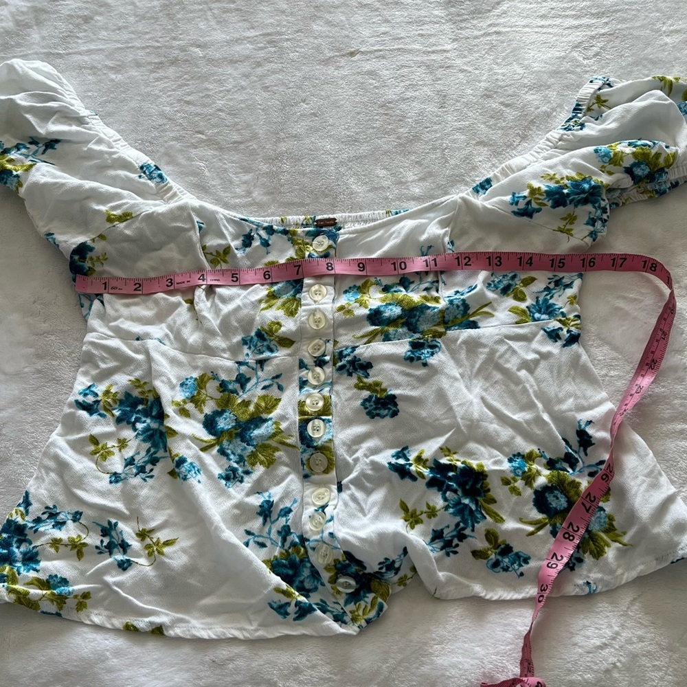 Free People Close to You Ivory Floral Print Top - Picture 7 of 8